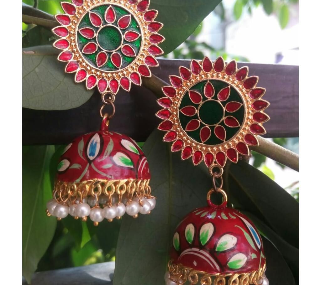 indian gold plated meanakarii jhumka