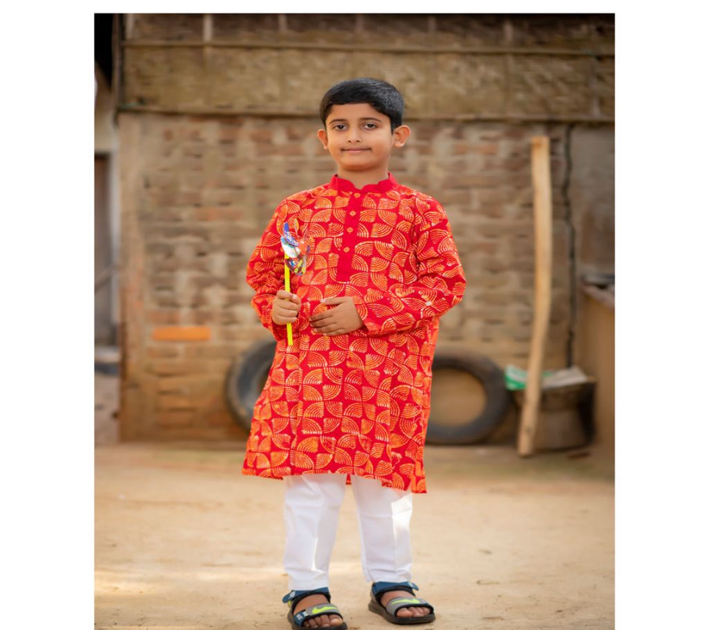 Boishakhi  Cotton Panjabi For Kids