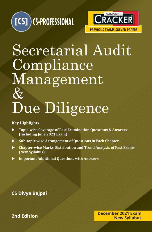 Taxmann's CRACKER for Secretarial Audit Compliance Management & Due Diligence – Covering Topic-wise Past Exam Questions & Sub-topic wise Arrangement of Questions | CS Professional | New Syllabus  (Paperback, CS Divya Bajpai)