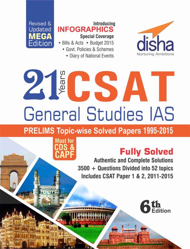 21 Years CSAT General Studies IAS Prelims Topic-wise Solved Papers (1995-2015) 6th Edition 6 Edition  (English, Paperback, Disha Experts)