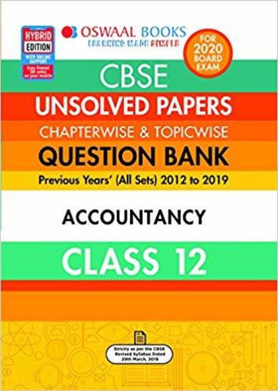 Oswaal CBSE Unsolved Papers Chapterwise & Topicwise Class 12 Accountancy (For March 2020 Exam)  (English, Paperback, Oswaal Editorial Board)
