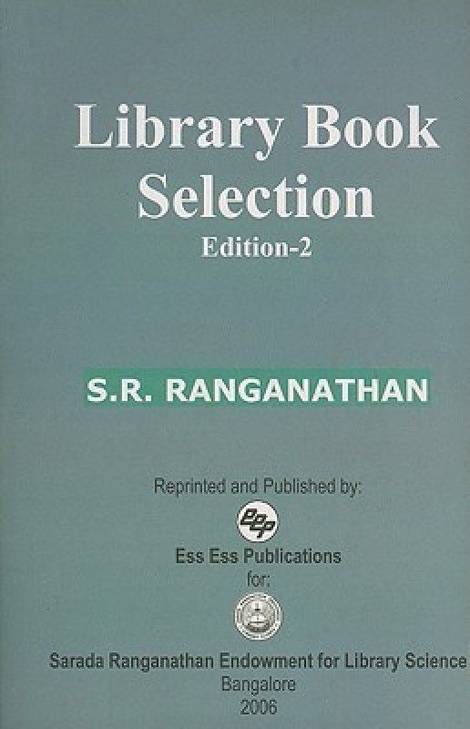 Library Book Selection  (English, Paperback, Ranganathan S R M a)