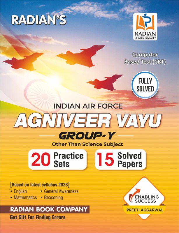 Agniveer Vayu - Indian Air Force Other Than Science Subject (Group-Y) Practice Set & Previous year Solved Papers Book English Edition for Exam 2023- English, Maths, Reasoning, General Awareness  (Paperback, Radian Book Company)