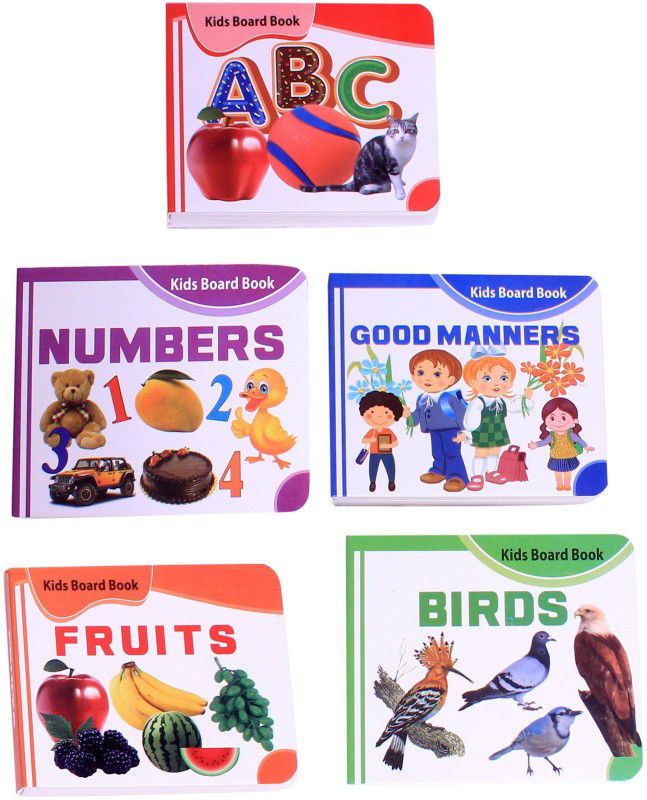 Kids Board Book Series - ABC , Fruits, Numbers, Good Manner, Birds  (Hardcover, Homeshopeez)