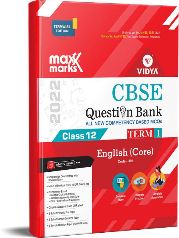 English(Core) Class 12 Maxx Marks Vidya Question Bank for 2021-2022 CBSE Board Exams - CBSE MCQS Chapterwise, Class 12 with the Largest MCQ Question Pool for 03 December 2021 Term 1 Board Exam  (English, Paperback, Vidya Editorial Board)