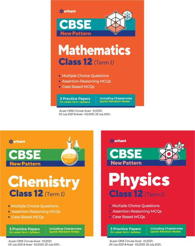 CBSE New Pattern Physics,Chemistry & Mathmatics Class 12 for 2021-22 Exam (MCQs based book for Term 1) (Set of 3 Books)  (Paperback, Arihant Experts)