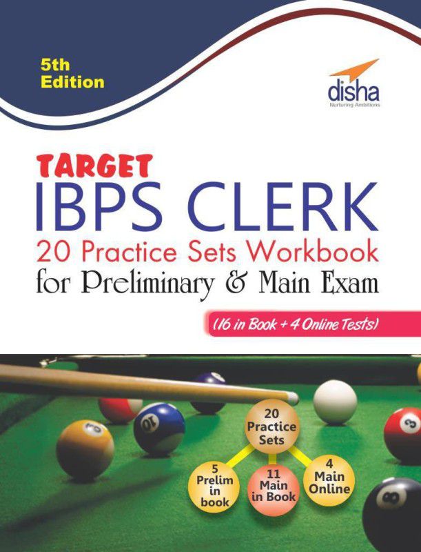 Target IBPS Clerk 20 Practice Sets Workbook for Preliminary & Main Exam (16 in Book + 4 Online Tests) 5th English Edition  (English, Paperback, Disha Experts)