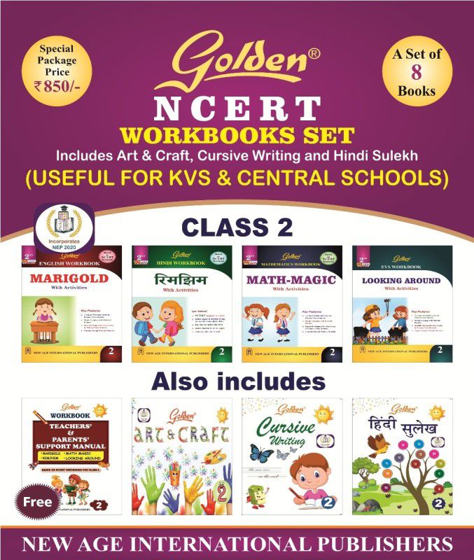 Golden NCERT Workbook Set: Includes Art & Craft, Cursive Writing and Hindi Sulekh For Class -2 (Useful for KVS & Central Schools)  (Paperback, New Age Editorial Team)