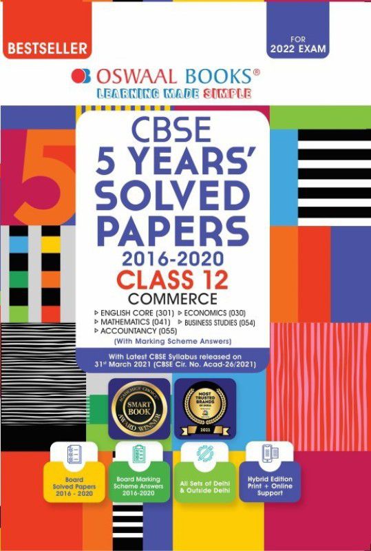 Oswaal CBSE 5 Years' Solved Papers Commerce (English Core, Mathematics, Accountancy, Economics, Business Studies) Class 12 Book (For 2022 Exam)  (Paperback, Oswaal Books)