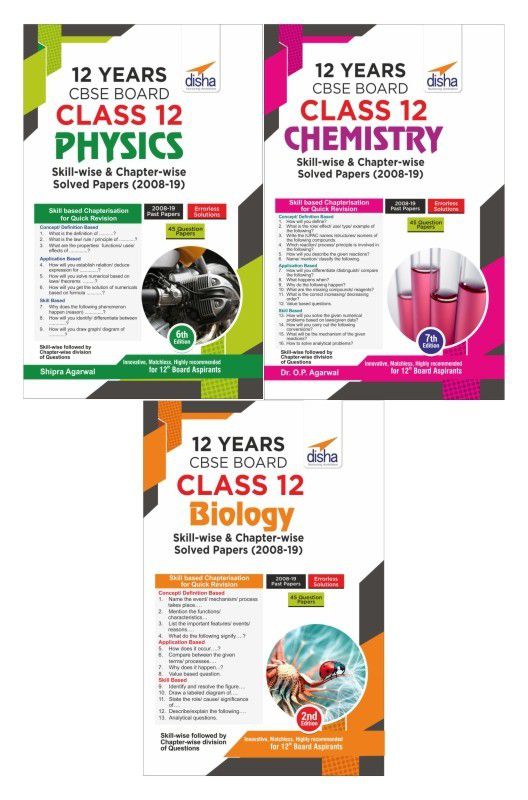 12 Years CBSE Board Class 12 Physics, Chemistry, Biology Skill-wise & Chapter-wise Solved Papers (2008 - 19) 2nd Edition  (English, Paperback, Disha Experts)