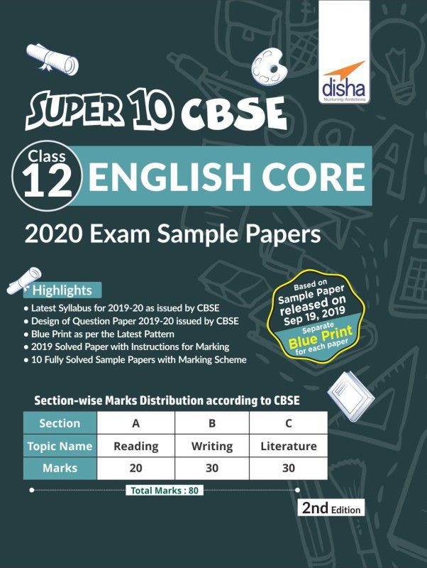 Super 10 CBSE Class 12 English Core 2020 Exam Sample Papers 2nd Edition  (English, Paperback, Disha Experts)