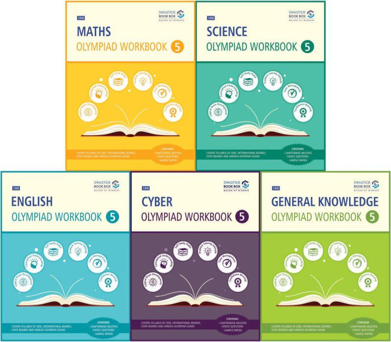SBB Maths, Science, Cyber, English & GK Olympiad Workbook Combo - Class 5  (Perfect Binding, Swastick Book Box, Preeti Garg)