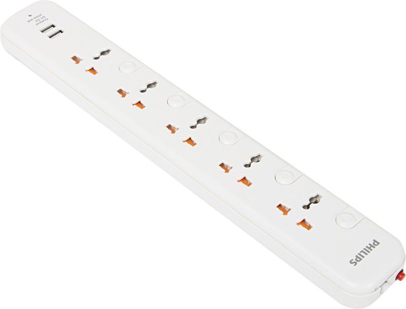 PHILIPS SPN6358WD 5 Socket Extension Boards  (White, 1.21 m, With USB Port)