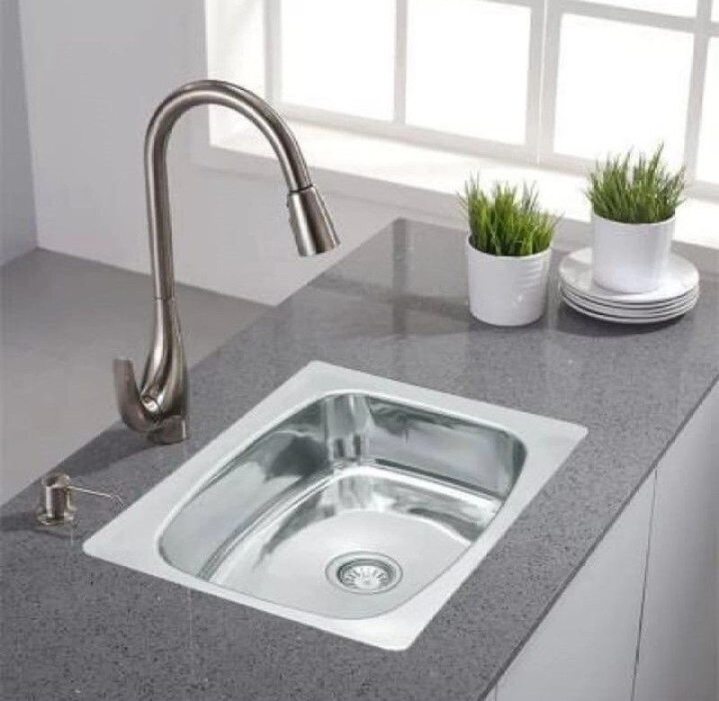 JINDALL stainless steel sink 24x18x8 with mirror finish 3 Vessel Sink  (silver)