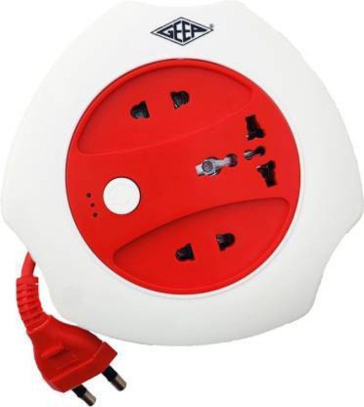 Geep power extension board 3 Socket Extension Boards  (Red, White, 4 m)