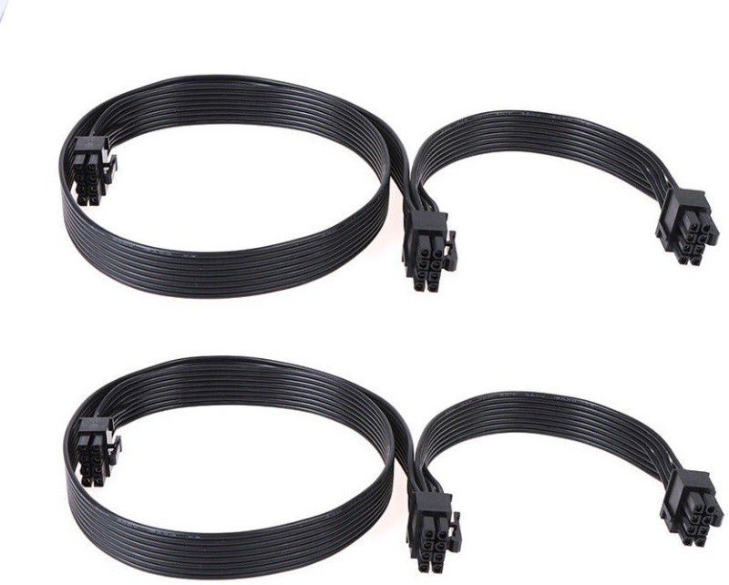 LipiWorld (Pack Of 2) 8 Pin Male to Dual PCIe 2X 8 Pin (6+2) Male Power Cable 60CM+20CM For Corsair Modular Power Supply 8Pin Male to Dual 8Pin Male Wire Connector  (Black, Pack of 2)