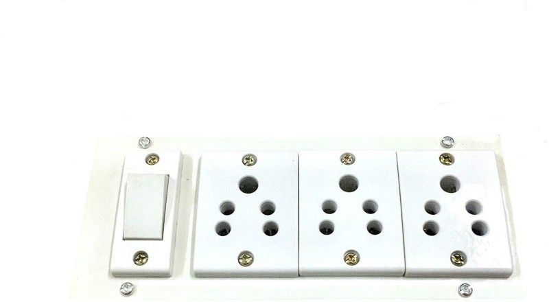 Tinax Plastic Extension Switch Board with 3 Sockets and 1 Switches, Multi Electrical Board 3 Meter Wire 3 Socket Extension Boards  (White, 3 m)