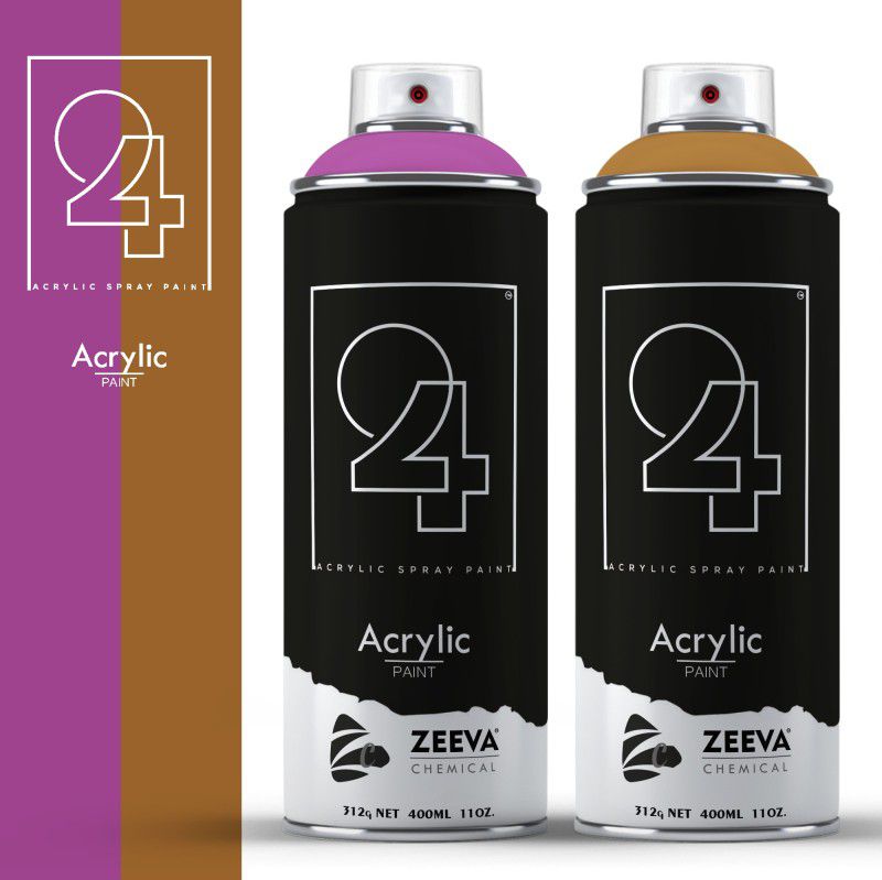 24 Acrylic Light Purple & Golden Brown Spray Paint 400 ml  (Pack of 2)