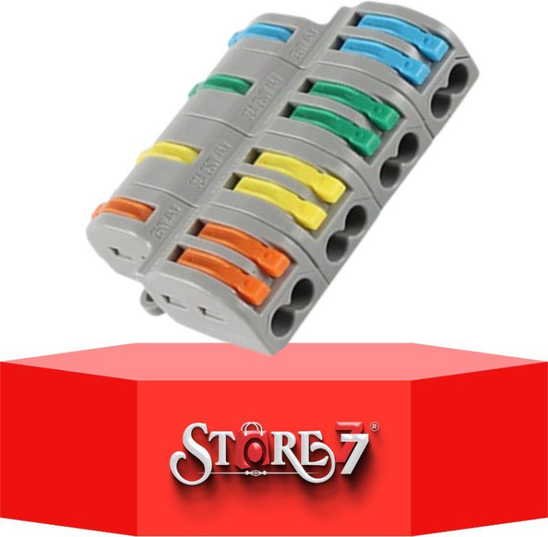 Connectwide 5Pcs Compact Lever Wire Nut Connector (4 in 8 Out) Universal Quick Wiring Cable Connection Push-in Conductor Terminal Block Wire Connector  (Multicolor, Pack of 5)