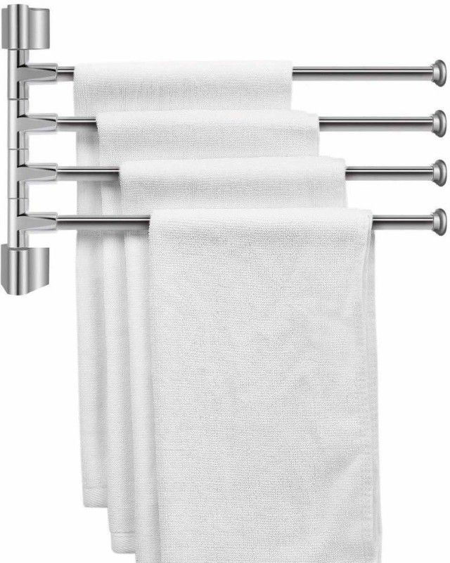 shreeraj Bathroom Swing Hanger Towel Rack/Holder for Bathroom 4stap silver Towel Holder  (Stainless Steel)
