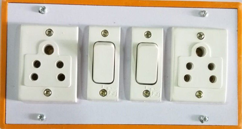 woodplast 6a 2+2 extension box 6A 2+2 5mtrs extension box Three Pin Plug  (White, Beige)