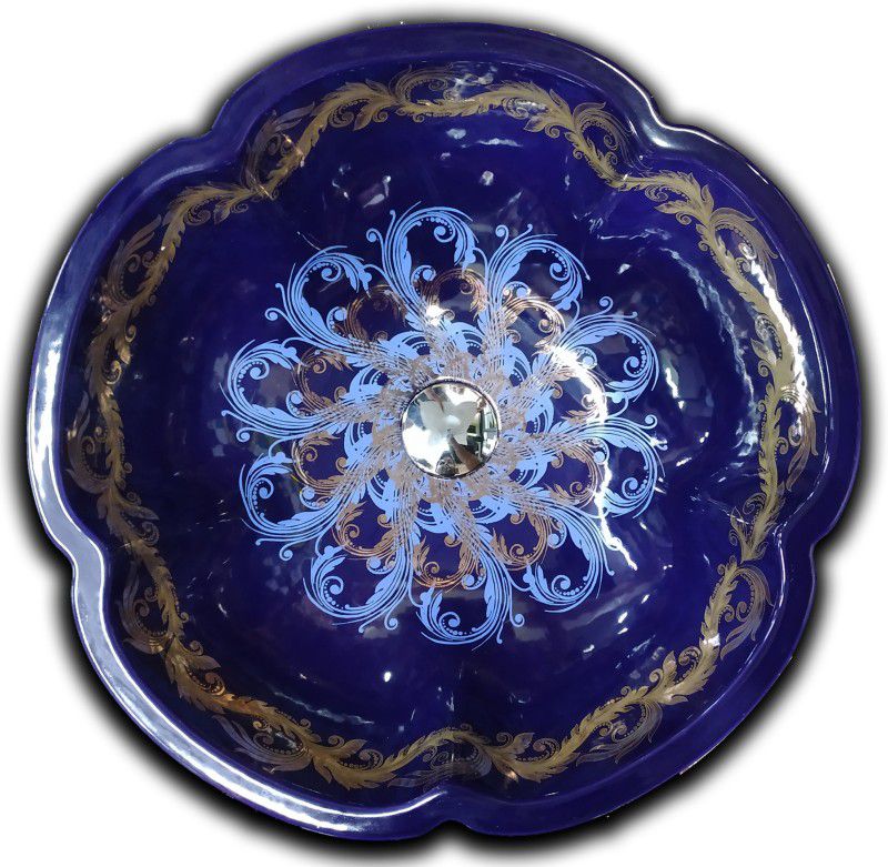 Shreeji Sales Decorative Ceramic Wash Basin CWB/005 Counter Top  (Blue)