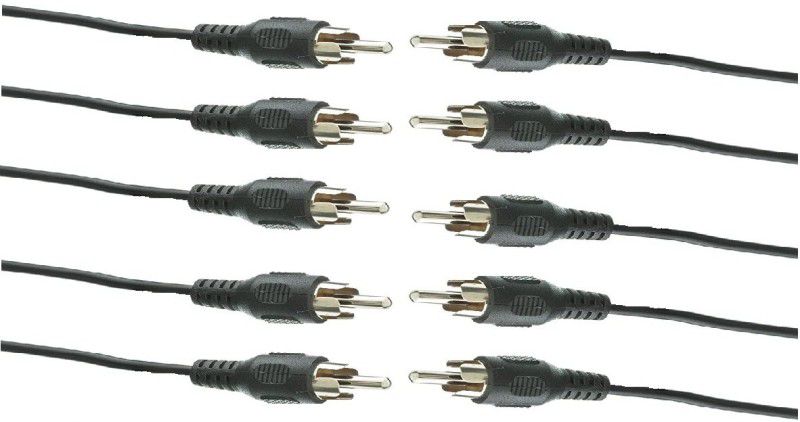 ATEKT rca cable Audio (6 cm wire )Video In-Line Jack Adapter pack of 10 rca cable Wire Connector  (Black, Pack of 10)
