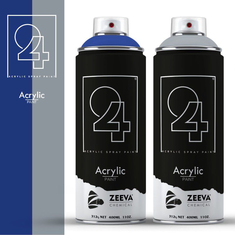 24 Acrylic Ultramarine Blue & Signal Grey Spray Paint 400 ml  (Pack of 2)