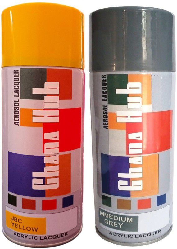 GHANA HUB JBC YELLOW AND MEDIUM GREY Spray Paint 900 ml  (Pack of 2)