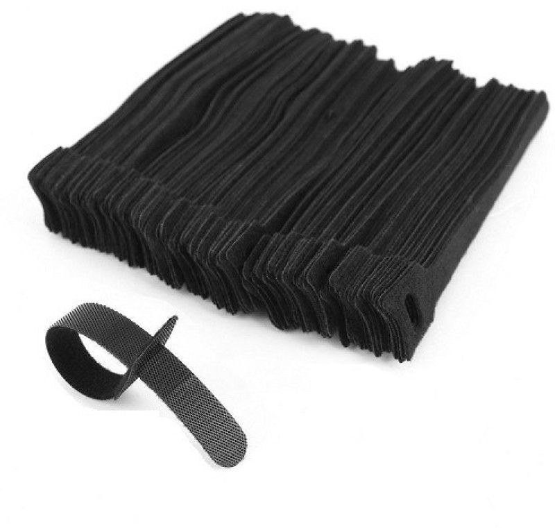 Cubern 30 Pcs Magic Reusable Nylon Cable Ties with eyeholes Back to Back Nylon Cord tie Cable Magic Hook Organizer Nylon Hook & Loop Cable Tie  (Black Pack of 1)