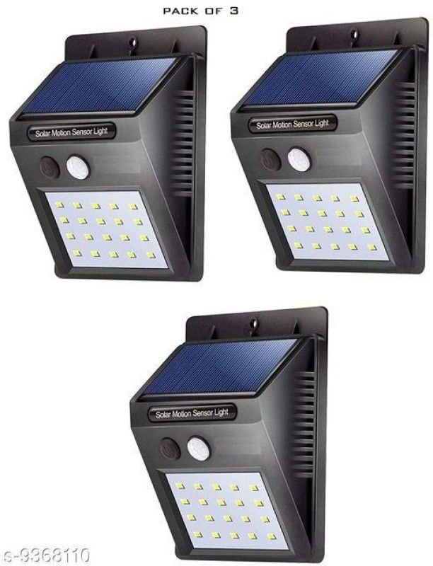 GLOBLE Enterprise Waterproof Bright Solar Wireless Security Motion Sensor 20 LED Night Light Solar Light Set  (Wall Mounted Pack of 3)