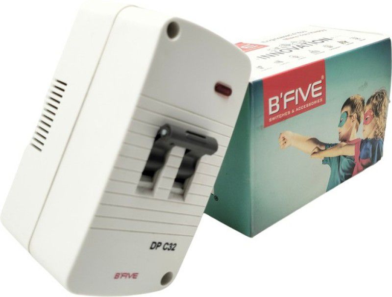 b'five 32A Electric Home Safe Mini MCB with Enclosure PVC Plastic Base Model (White) Home mcb Home Safe Mini MCB 32A DP with enclosure box_15 MCB  (2)