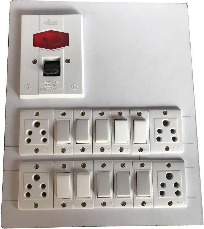 Engarc Heavy Duty Electric Switch Board (10 Switches,2 Sockets,1 DP) 6 A Three Pin Socket