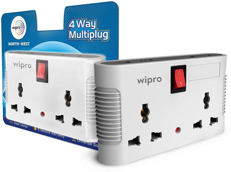 Wipro NWM0100 North West 4 Way Multiplug Three Pin Plug  (White)