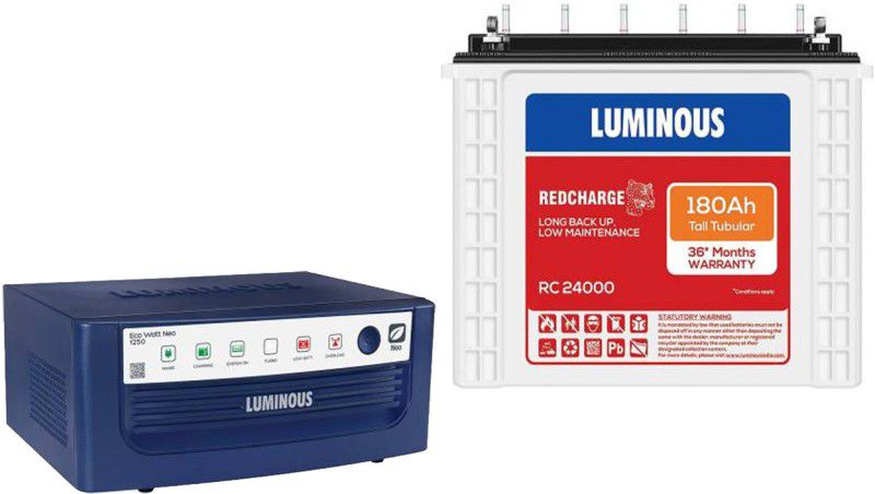 LUMINOUS Red Charge RC 24000 + Eco Watt Neo 1250 Tubular Inverter Battery  (180Ah)