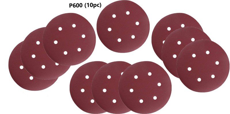 Inditrust 10 Pcs 6inch Sand Paper Size P600 (600 Grit) Round Sand Paper velcro disc Emery Sandpaper  (P600, (6inch) Pack of 10)