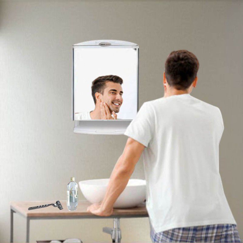 URBAN CHOICE Grooming Items Storage Organizer With Shaving Bathroom Mirror  (Rectangle Finish : Glossy)
