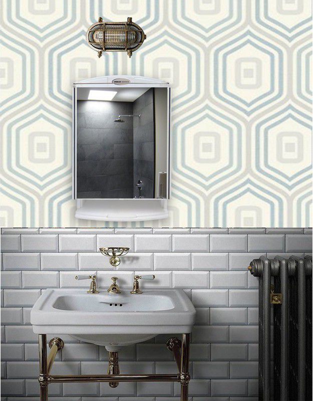 URBAN CHOICE Saffire Bathroom Organizer Shelves with Bathroom Mirror  (Rectangle Finish : Glossy)