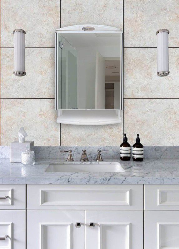 URBAN CHOICE Bathroom Organizer Shelves with Bathroom Mirror  (Rectangle Finish : Glossy)