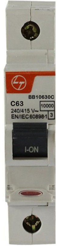L&T 63A Single Pole 10KA C Curve Miniature Circuit Breaker BB10630C MCB  (1)