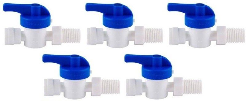 KRPLUS 1/4" Inch Plastic Inlet Valve for 1/4" RO Pipe Tubing suitable for all types of Domestic Water Purifiers (Pack of 5 Pcs.) Ball Valves