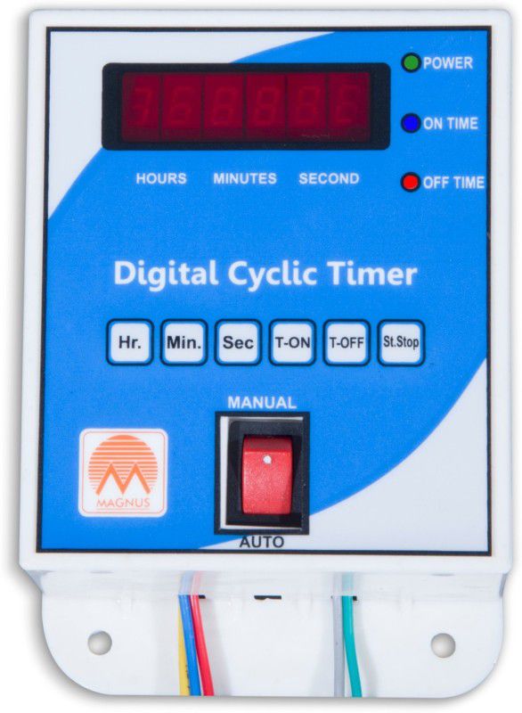 Magnus M-1124 Three Phase Digital Cyclic Timer with Inbuild Single Phase Preventer Programmable Electronic Timer Switch  (White)