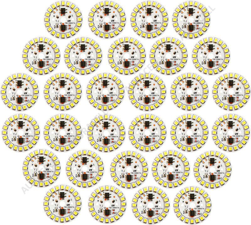 AURACELL 9 watt White LED MCPCB DOB (Direct on Board) pack of 30 pieces LED Driver