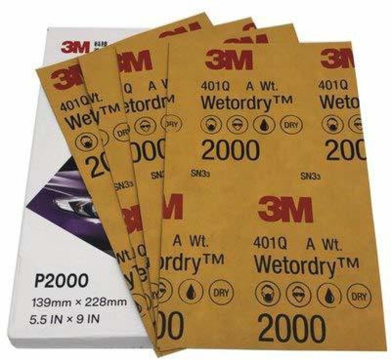 PMW 3M 401Q - Abrasive Sheet - 2000 Grit - 5.5 Inch x 9 Inch - Pack of 3 Sheets Flint Sandpaper  (60 Pack of 3)