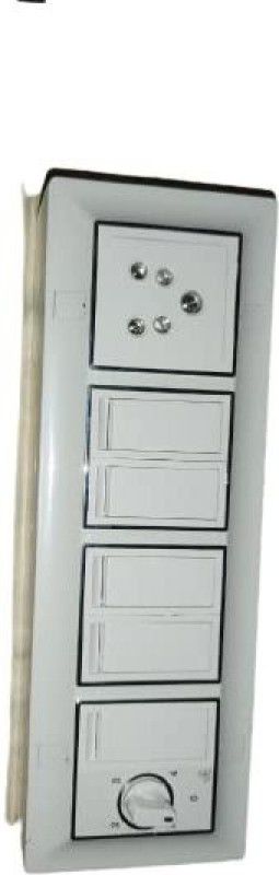 supriya Switch Socket Combined Box led 1 socket 6A, 5 switch 6A, 1 regulator (CONA) Wall Plate  (White)