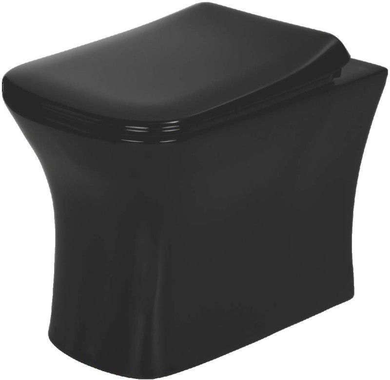 BM BELMONTE Ceramic Floor Mounted European Water Closet/One Piece Western Toilet Commode/EWC Battle with Soft Close Slim Seat Cover Full Black S Trap 100mm / 4 Inch OUTLET is on FLOOR Western Commode  (Black)