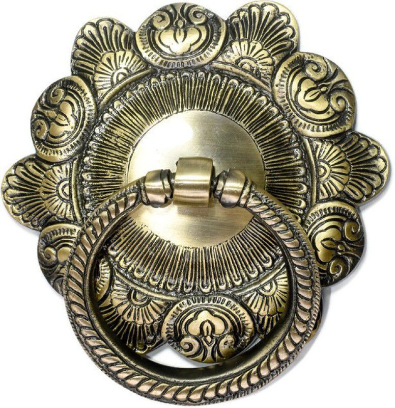 H&T PRODUCTS Door Knocker with Ring Handle Antique Finish (Brass, Size 6 inch, Pack of 1) Brass Door Knocker  (Antique Brass)