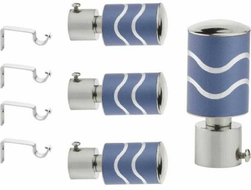 GARILAX Bluee l Bracket, Curtain Knobs, Curtain Hooks, Curtain Rods Metal (Pack of 4) Handrail Bracket