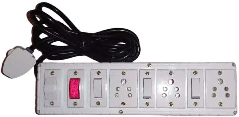 supriya led 3 socket ,3 switch, 1indicater,1 fuse, cable 1.5 mm, 1 plug (2 miter wair) Wall Plate  (White)