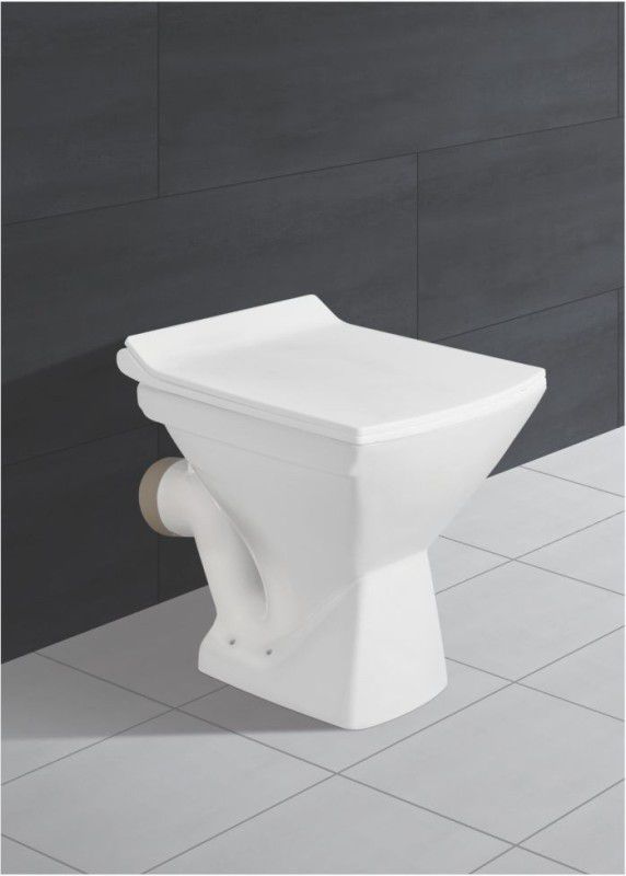Joyo Cera Square P Trap Floor Mounted Water Closet (Commode) P Trap With Soft Close Seat Cover Western Commode  (White)